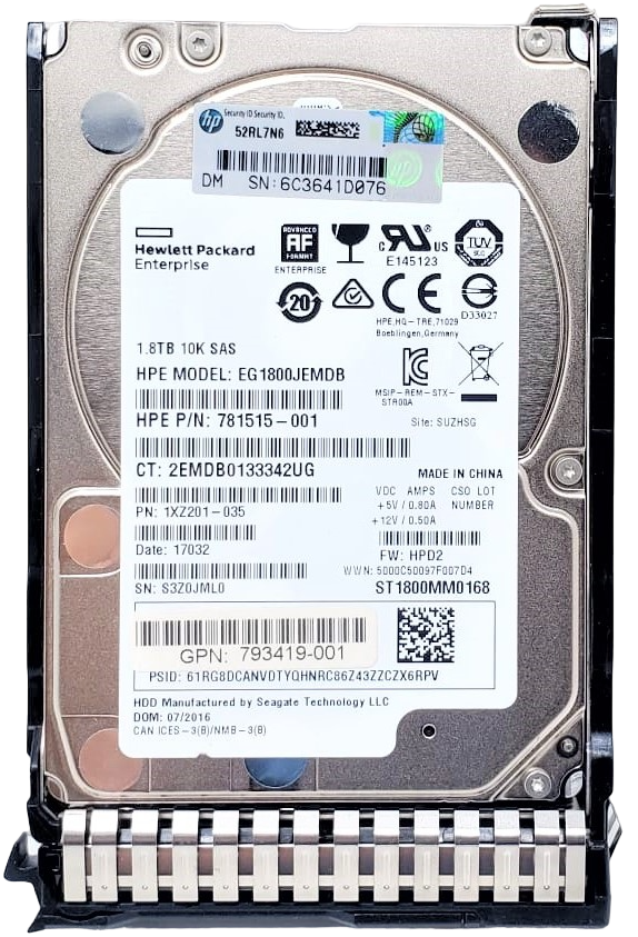 DISCO DURO INTERNO HPE 876939-001 2.5" 1.8TB 10KRPM — fotografía referencial