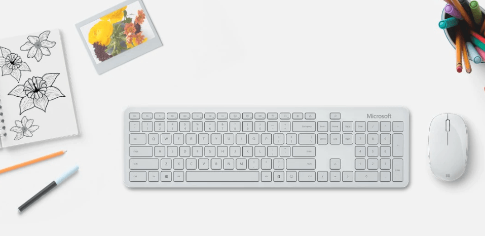 TECLADO MICROSOFT ENSEMBLE CLAVIER-SOURIS BLUETOOTH WHITE — fotografía referencial