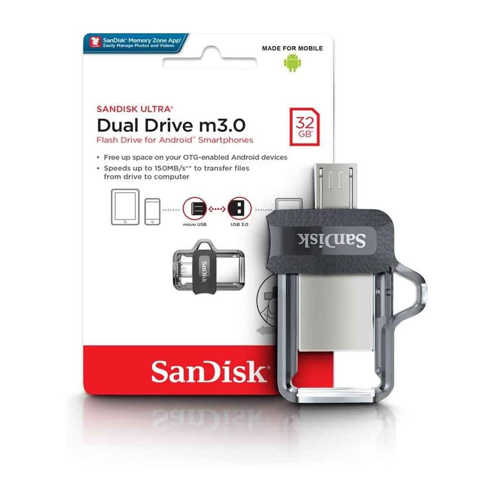 MEMORIA USB SANDISK DUAL DRIVE M3.0 32GB SDDD3-O32G-G46 — fotografía referencial