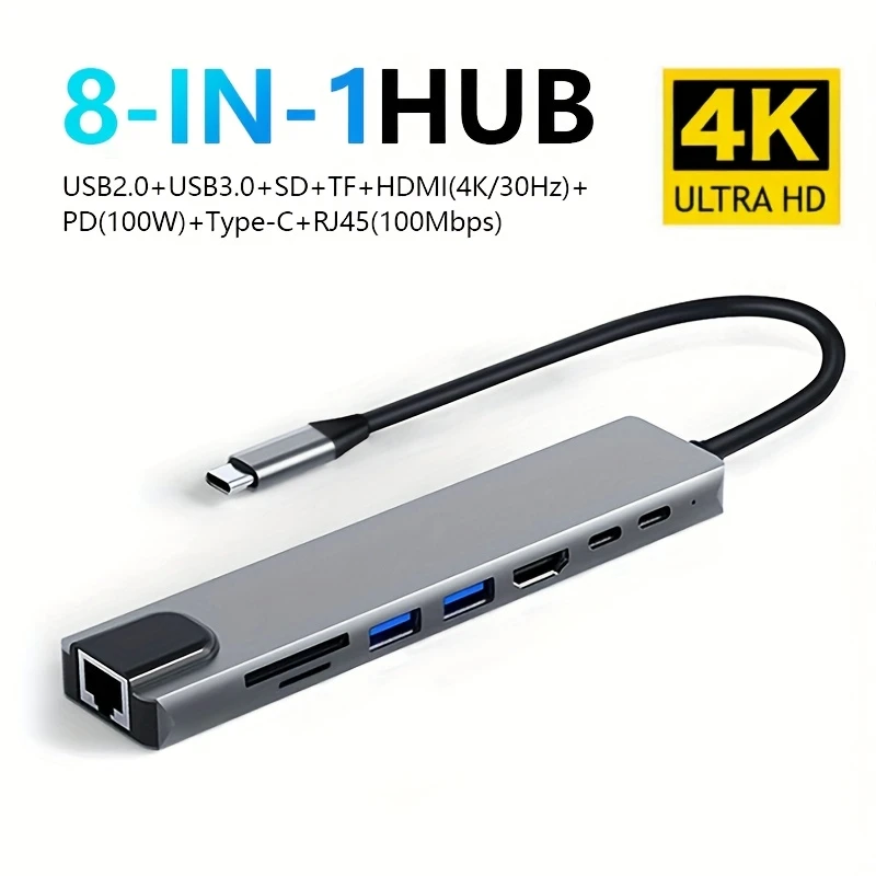 ADAPTADOR HUB 8 EN 1 100MB ADA_8EN1_100MB — fotografía referencial