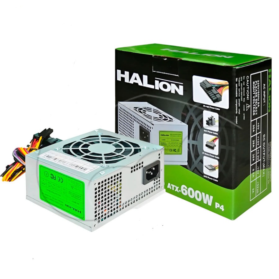 FUENTE PODER HALION MICRO ATX 600W P8 600W — fotografía referencial