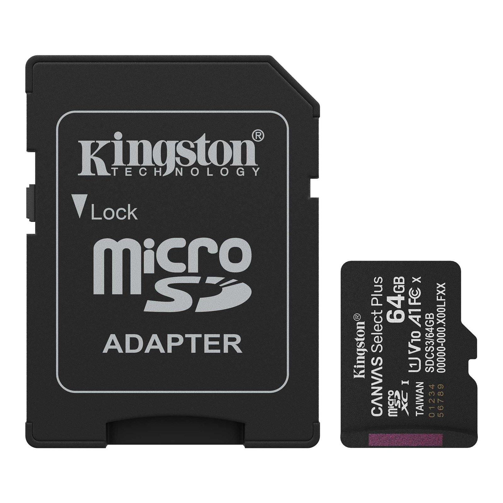 MEMORIA MICROSDHC 64GB 100MB/S C10+ADP KINGSTON — fotografía referencial