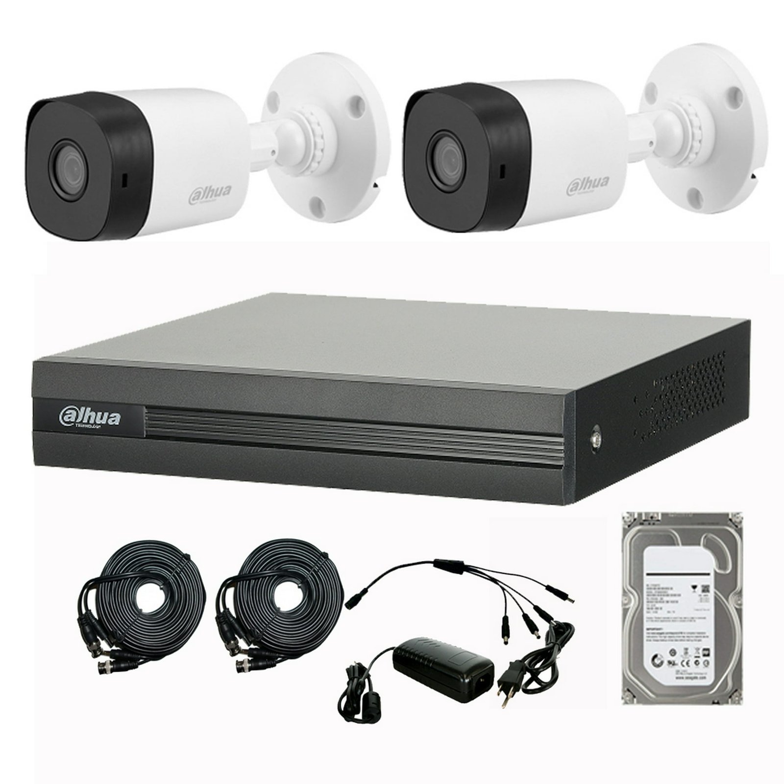 CAMARA KIT DAHUA DH-KIT/XVR1A04-1T/2-B1A21N-0360B HDCVI 1080P/DVR 2C TUBO PLASTICO — fotografía referencial