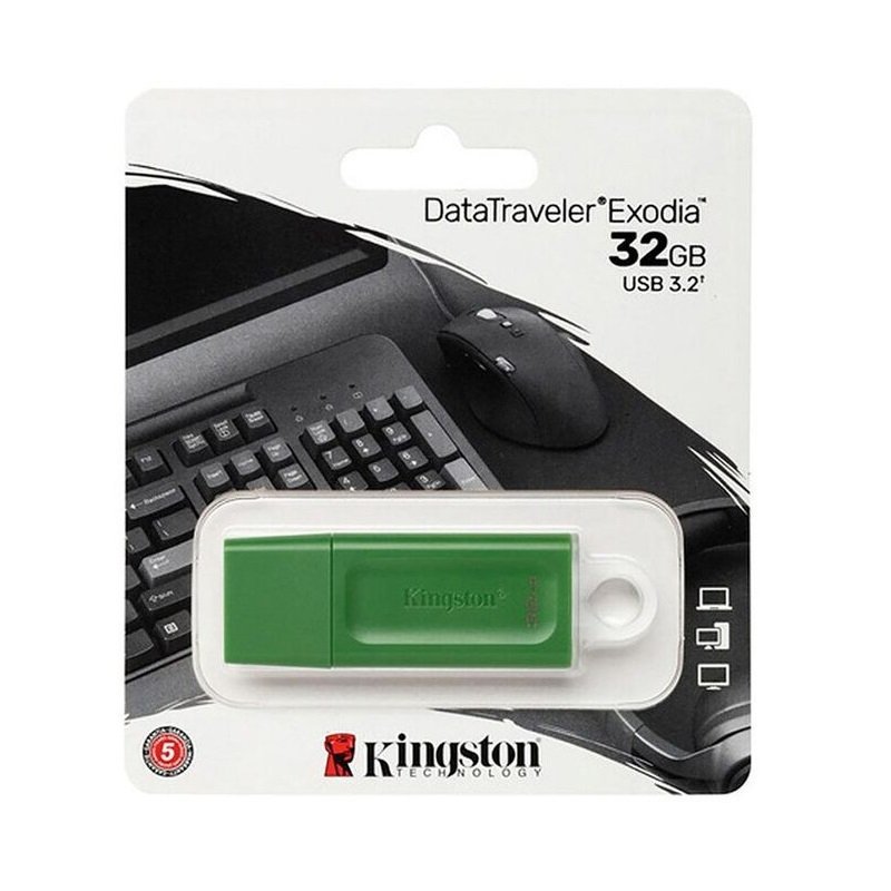 MEMORIA USB KINGSTON  DATATRAVELER EXODIA 32GB KC-U2G32-7GG/32GB C/VERDE — fotografía referencial
