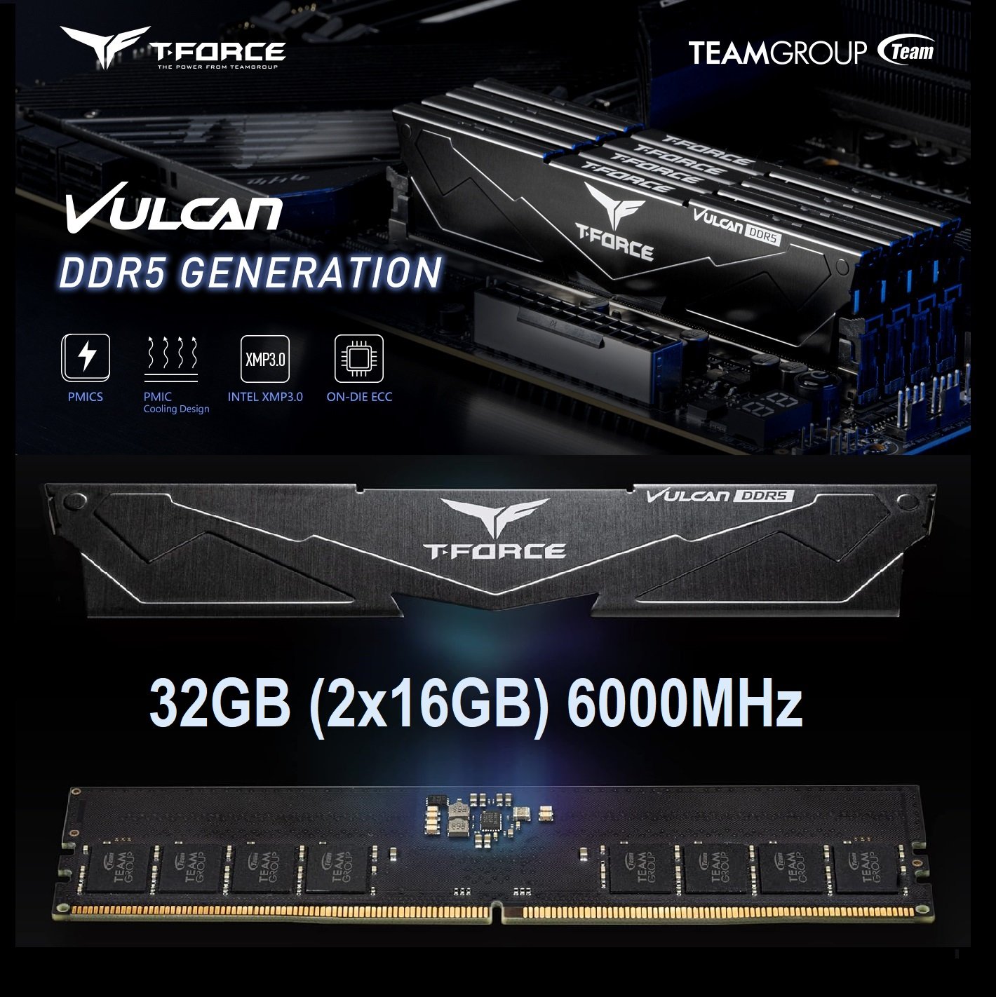 MEN RAM 32G T-FORCE  VUL 6.00GH ME32TFV6000HC3 — fotografía referencial