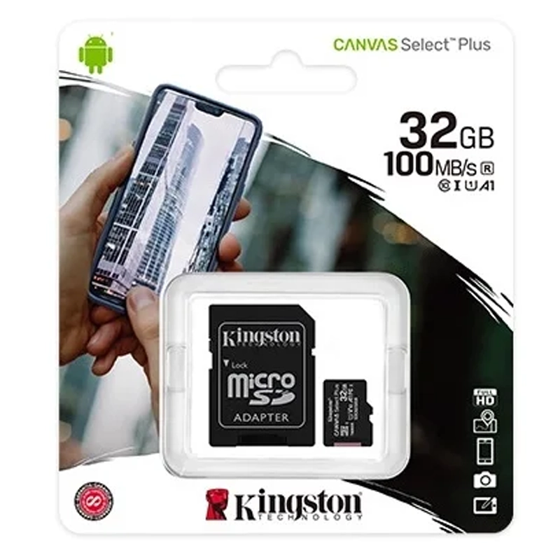 MEMORIA MICROSDHC 32GB 100MB/S C10+ADP KINGSTON — fotografía referencial
